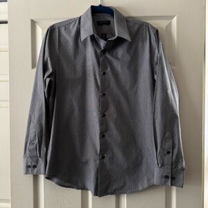 Structure Gray Patterned Slim Fit Dress Shirt Size Medium